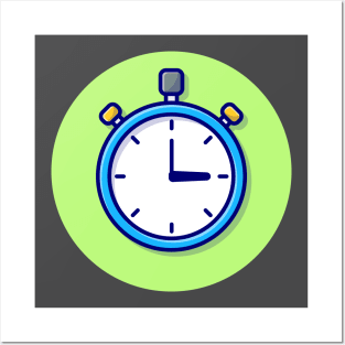 Stopwatch Timer Cartoon Vector Icon Illustration Posters and Art